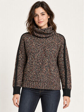 The Limited Sweater Womens XS Multicolor Marled Metallic Turtleneck Black Trim